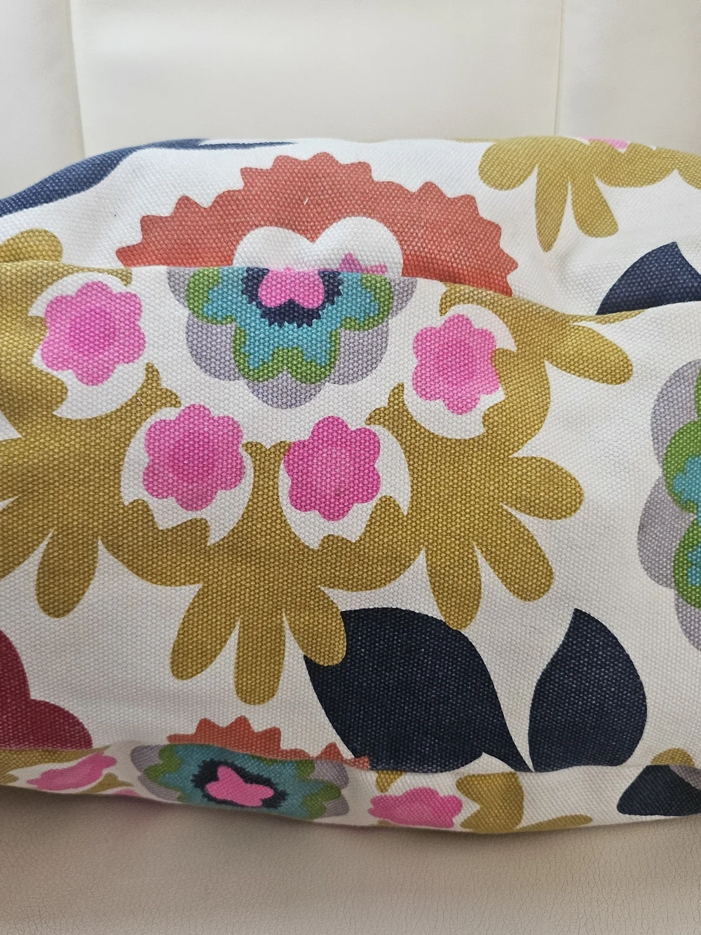 Floral Canvas Tote Bag with Yellow Handles - Picture 2 of 13